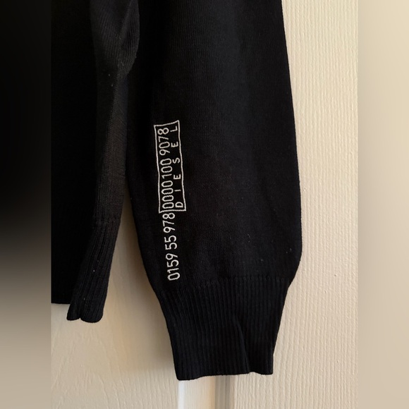 Diesel Sweater - Black with Yellow Fluorescent Stripe - Picture 4 of 5